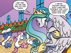 Size: 828x616 | Tagged: safe, artist:jay fosgitt, idw, pinkie pie, princess celestia, alicorn, earth pony, pony, spoiler:comic