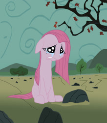 Size: 1750x2000 | Tagged: safe, artist:chapaevv, pinkie pie, earth pony, pony, crying, pinkamena diane pie, rock farm, sad, solo