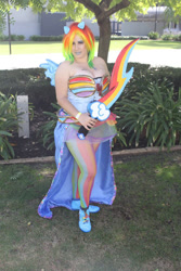 Size: 640x960 | Tagged: safe, artist:otcosplay, derpibooru import, rainbow dash, human, clothes, cosplay, irl, irl human, oz comiccon, photo, sword