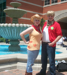 Size: 600x666 | Tagged: safe, artist:emimichelle, applejack, big macintosh, human, cosplay, irl, irl human, photo