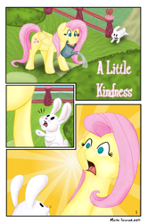 Size: 2025x3067 | Tagged: safe, artist:maerafey, angel bunny, fluttershy, pegasus, pony, a little kindness (comic), comic