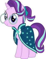 Size: 2441x3109 | Tagged: safe, artist:sketchmcreations, starlight glimmer, pony, unicorn, accessory theft, alternate hairstyle, clothes, cute, female, glasses, glimmerbetes, implied sunburst, mare, ponytail, robe, simple background, starlight wearing sunburst's robe, sunburst's glasses, sunburst's robe, transparent background, vector