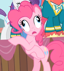 Size: 447x495 | Tagged: safe, screencap, big macintosh, pinkie pie, rarity, earth pony, pony, unicorn, filli vanilli, derp, insanity, male, reaction image, solo, stallion