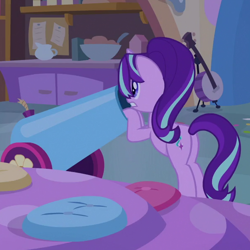 Size: 600x600 | Tagged: safe, screencap, starlight glimmer, pony, unicorn, student counsel, cropped, female, mare, party cannon, solo, this will end well, worried