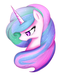 Size: 1024x1102 | Tagged: safe, artist:rubyblossomva, princess celestia, alicorn, pony, bust, female, mare, portrait, simple background, solo, transparent background