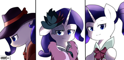 Size: 1920x932 | Tagged: safe, artist:papibabidi, rarity, pony, unicorn, clothes, hat, solo