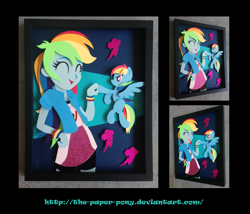 Size: 1325x1132 | Tagged: safe, artist:the-paper-pony, derpibooru import, rainbow dash, equestria girls, craft, duality, filly, filly rainbow dash, irl, photo, shadowbox, solo, square crossover