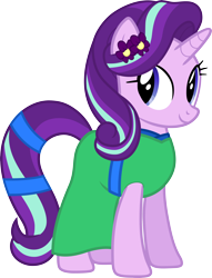 Size: 4000x5242 | Tagged: safe, artist:pilot231, starlight glimmer, pony, unicorn, clothes, dress, female, flower, flower in hair, mare, simple background, solo, transparent background, vector