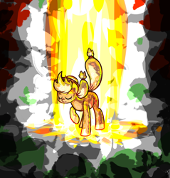 Size: 1432x1500 | Tagged: safe, artist:milchik, applejack, earth pony, pony, female, mare, power-up, solo