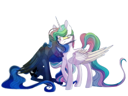 Size: 8000x6000 | Tagged: safe, artist:elskafox, princess celestia, princess luna, alicorn, pony, absurd resolution, eyes closed, neck nuzzle, nuzzling, simple background, sisters, transparent background