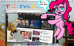 Size: 2880x1800 | Tagged: safe, artist:train wreck, pinkie pie, earth pony, pony, breaking the fourth wall, desktop, fourth wall, google chrome, mac os x, newbie artist training grounds