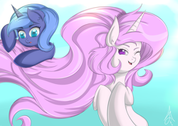 Size: 4677x3307 | Tagged: safe, artist:siranarchy95, princess celestia, princess luna, alicorn, pony, mane, s1 luna