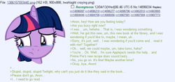 Size: 727x342 | Tagged: safe, derpibooru import, twilight sparkle, /mlp/, 4chan, anon in equestria, feels, greentext, rejection is magic, text