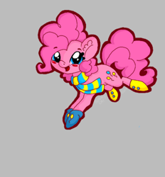 Size: 400x431 | Tagged: safe, artist:bunnycat, pinkie pie, earth pony, pony, winter wrap up, boots, cute, mittens, scarves, sticker, winter, wip