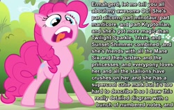 Size: 800x510 | Tagged: safe, screencap, pinkie pie, earth pony, pony, filli vanilli, caption, image macro, meta, open mouth, solo, tongue out