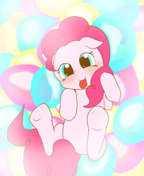 Size: 1214x1487 | Tagged: safe, artist:monon0, pinkie pie, earth pony, pony, female, mare, pink coat, pink mane, pixiv, solo