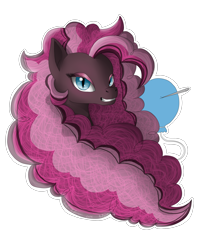 Size: 2000x2500 | Tagged: safe, artist:anteli, artist:dreamyartcosplay, pinkie pie, earth pony, pony, ask nightmare mane 6, ask nightmare six, bust, corrupted, nightmare pinkie, nightmarified, simple background, solo, transparent background