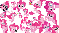 Size: 819x460 | Tagged: safe, pinkie pie, earth pony, pony, too many pinkie pies, collage, cute, diapinkes, female, fourth wall, mare, multeity, too much pink energy is dangerous