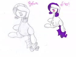 Size: 2048x1536 | Tagged: safe, artist:seenty, edit, rarity, pony, unicorn, before and after, colored, marshmelodrama, on back, preggity, pregnant