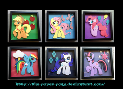 Size: 1280x929 | Tagged: safe, artist:the-paper-pony, derpibooru import, applejack, fluttershy, pinkie pie, rainbow dash, rarity, twilight sparkle, craft, irl, mane six, photo, shadowbox