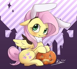 Size: 1000x900 | Tagged: safe, artist:ashitaka_kiyu, part of a set, fluttershy, pegasus, pony, bunny ears, solo