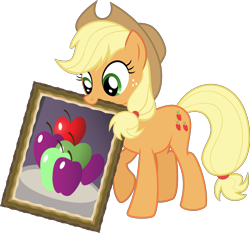 Size: 8000x7453 | Tagged: safe, artist:rainbownspeedash, applejack, earth pony, pony, .ai available, absurd resolution, art, painting, simple background, solo, that pony sure does love apples, transparent background, vector