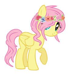 Size: 742x740 | Tagged: safe, artist:cutiestyle, edit, fluttershy, pegasus, pony, alternate hairstyle, floral head wreath, solo