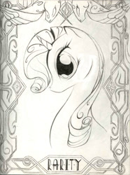 Size: 816x1098 | Tagged: safe, artist:lordspiffy, rarity, pony, unicorn, art deco, monochrome, pencil drawing, solo, traditional art