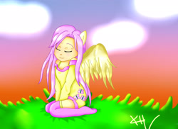 Size: 2338x1700 | Tagged: safe, artist:kokorohearth, fluttershy, human, clothes, eared humanization, humanized, solo, sweatershy, winged humanization