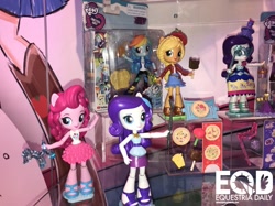 Size: 1210x907 | Tagged: safe, derpibooru import, applejack, pinkie pie, rainbow dash, better together, equestria girls, rollercoaster of friendship, doll, equestria girls logo, equestria girls minis, geode of super speed, hasbro, magical geodes, merchandise, official, toy, toy fair 2018