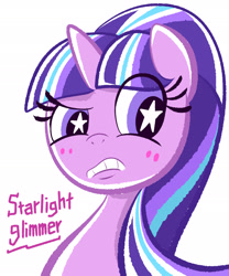 Size: 1701x2041 | Tagged: safe, artist:garammasara, starlight glimmer, pony, unicorn, blushing, female, s5 starlight, simple background, solo, starry eyes, white background, wingding eyes