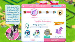 Size: 1280x720 | Tagged: safe, amethyst star, bon bon, derpy hooves, dj pon-3, octavia melody, sparkler, sweetie drops, vinyl scratch, bugbear, earth pony, pony, game screencap, gameloft, headphones