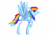 Size: 3500x2500 | Tagged: dead source, safe, artist:tingkoyy, derpibooru import, rainbow dash, pegasus, pony, blushing, female, mare, raised hoof, smiling, solo, spread wings, watermark