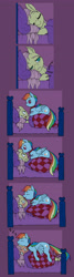 Size: 1637x6066 | Tagged: safe, artist:gor1ck, derpibooru import, fluttershy, rainbow dash, pegasus, pony, bed, behaving like a cat, blushing, blushing profusely, collar, comic, duo, female, flutterdash, lesbian, licking, mare, pet-dash, purring, shipping, tongue out