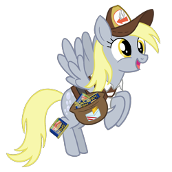 Size: 1500x1500 | Tagged: safe, artist:sazanamibd, derpy hooves, pegasus, pony, clothes, female, food, mailmare, mailpony, mare, pun, simple background, solo, spam, transparent background, uniform, visual pun