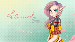 Size: 1920x1080 | Tagged: safe, artist:horami, fluttershy, pegasus, pony, elfification, female, mare, solo