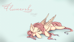 Size: 1920x1080 | Tagged: safe, artist:horami, fluttershy, pegasus, pony, female, mare, sleeping, solo