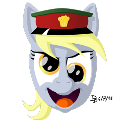 Size: 1200x1200 | Tagged: safe, artist:darkdabula, derpy hooves, military uniform, simple background, solo, transparent background