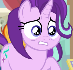 Size: 1119x1080 | Tagged: safe, screencap, starlight glimmer, sunburst, pony, unicorn, a horse shoe-in, about to cry, cropped, cute, female, glimmerbetes, imminent crying, male, mare, phyllis no!, raised hoof, sad, stallion, starlight glimmer is best facemaker