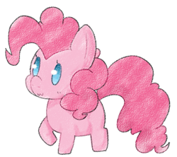 Size: 799x709 | Tagged: safe, artist:pegacornss, pinkie pie, earth pony, pony, :3, cute, diapinkes, ponk, raised hoof, simple background, smiling, solo, white background