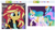 Size: 484x272 | Tagged: safe, derpibooru import, screencap, fluttershy, indigo zap, princess celestia, rainbow dash, sunny flare, sunset shimmer, equestria girls, friendship games, horse play, cropped, crown, derpibooru, flower, jewelry, juxtaposition, looking at each other, meta, regalia