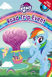 Size: 500x750 | Tagged: safe, derpibooru import, applejack, fluttershy, pinkie pie, rainbow dash, rarity, twilight sparkle, twilight sparkle (alicorn), alicorn, earth pony, pegasus, pony, unicorn, rainbow roadtrip, cloud, female, flying, hot air balloon, mane six, my little pony: road trip event, ocean, official, passport to reading, rainbow, twinkling balloon