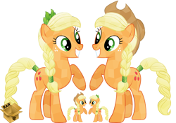 Size: 5684x4000 | Tagged: safe, artist:pirill, applejack, earth pony, pony, alternate hairstyle, braid, crystallized, raised hoof, simple background, smiling, solo, tail wrap, transparent background, vector