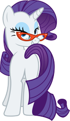 Size: 3455x6000 | Tagged: safe, artist:slb94, rarity, pony, unicorn, bedroom eyes, female, glasses, grin, looking at you, looking back, plot, rearity, simple background, solo, transparent background, vector