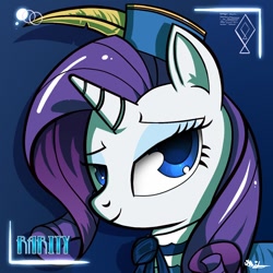 Size: 1200x1200 | Tagged: safe, artist:swordflash4, rarity, pony, unicorn, clothes, dress, hat, macroschism, solo