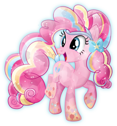 Size: 3500x3791 | Tagged: safe, artist:theshadowstone, pinkie pie, earth pony, pony, crystallized, cute, rainbow power, solo