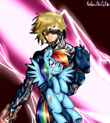 Size: 1600x1800 | Tagged: safe, artist:anibaruthecat, derpibooru import, rainbow dash, pegasus, pony, crossover, konami, metal gear, metal gear rising, metal gear solid, raiden