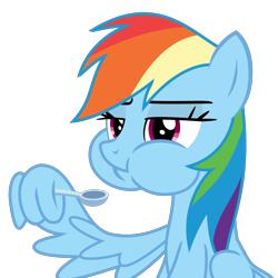 Size: 2600x2600 | Tagged: safe, artist:sketchmcreations, derpibooru import, rainbow dash, pegasus, pony, best gift ever, aweeg*, eating, female, simple background, spoon, transparent background, vector, wing hands