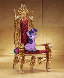 Size: 638x774 | Tagged: safe, artist:digitalpheonix, derpibooru import, twilight sparkle, twilight sparkle (alicorn), alicorn, pony, big crown thingy, element of magic, female, irl, mare, photo, ponies in real life, solo, throne