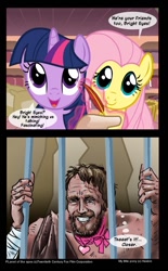 Size: 552x892 | Tagged: safe, artist:henbe, derpibooru import, fluttershy, twilight sparkle, twilight sparkle (alicorn), alicorn, pegasus, pony, charlton heston, comic, crossover, female, mare, planet of the apes, this will end in tears, twist ending